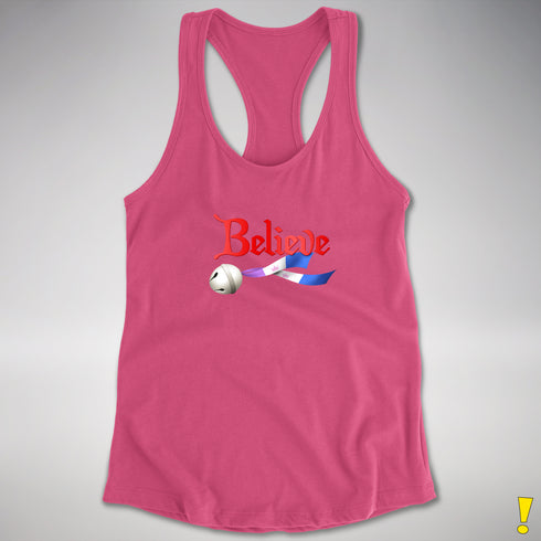 Believe Drag Pride Flag Jingle Bell Racerback Tank - Hot Pink